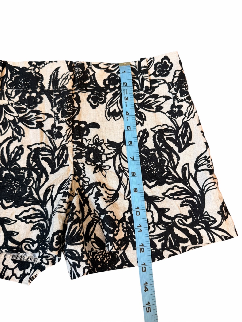 Ann Taylor Loft Cream Black Floral Linen Blend Chino Shorts Women’s Sz 2 - Picture 11 of 11